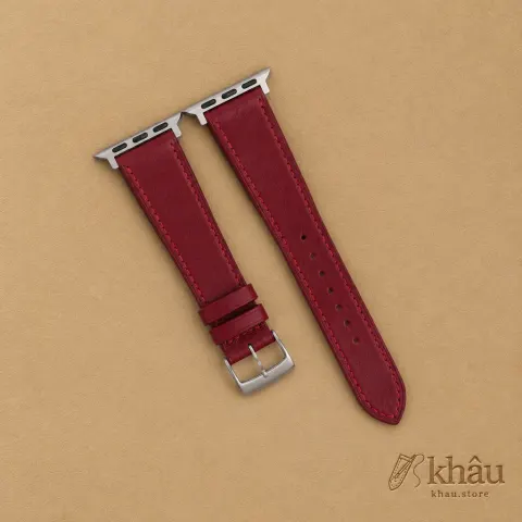 Bordeaux Box Calf Leather Apple Watch Band — front view