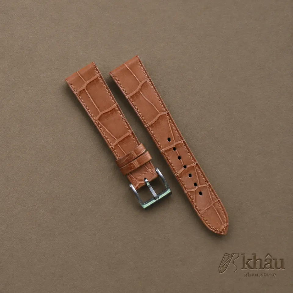 Natural Alligator Leather Watch Strap — front view