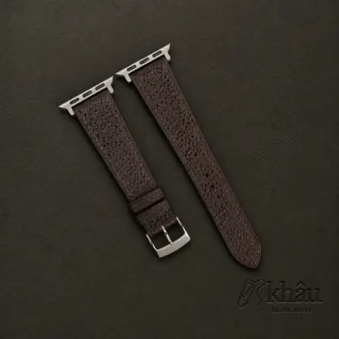 Brown Black Diamond Leather Apple Watch Band — front view