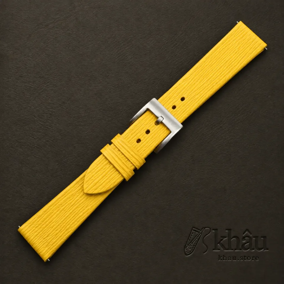 Yellow Calfskin Watch Strap – Waves Texture — additional view