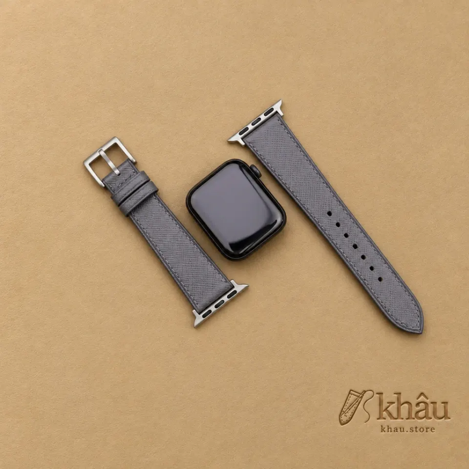 Gray Saffiano Leather Apple Watch Band — additional view