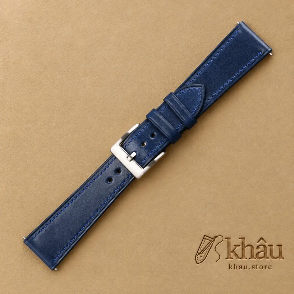 Dark Blue Shell Cordovan Leather Watch Strap — additional view