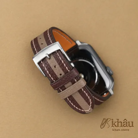 Duocolor Dark Brown Alran Sully Leather Apple Watch Band — additional view