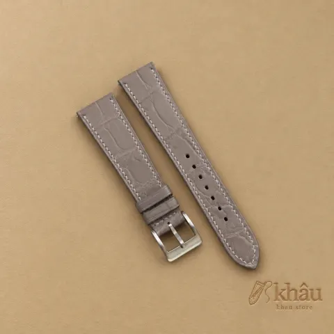 Cement Alligator Leather Watch Strap — front view