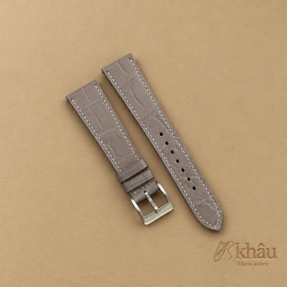 Cement Alligator Leather Watch Strap — front view