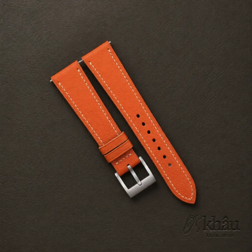 Orange Alran Chevre Leather Watch Strap — front view