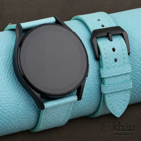 Turquoise Epsom Leather Samsung Watch Band — front view