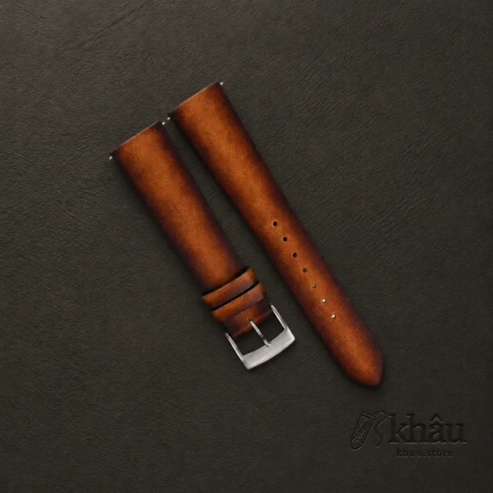 Patina Light Brown Vachetta Leather Watch Strap — front view