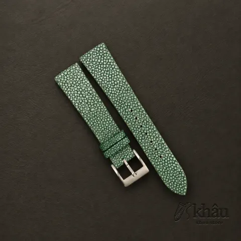 Vintage Green Stingray Leather Watch Strap — front view