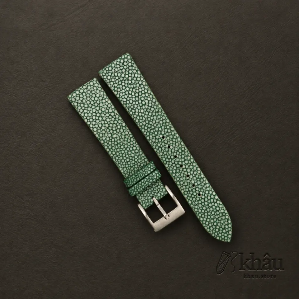 Vintage Green Stingray Leather Watch Strap — front view