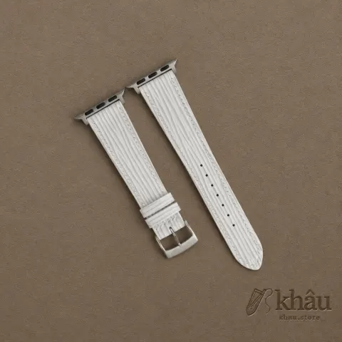 White Epi Leather Apple Watch Band — front view