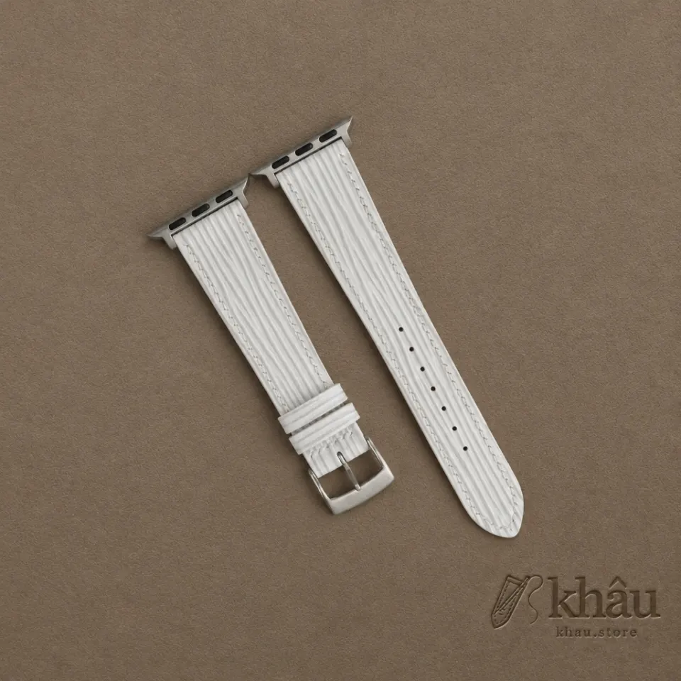 White Epi Leather Apple Watch Band — front view
