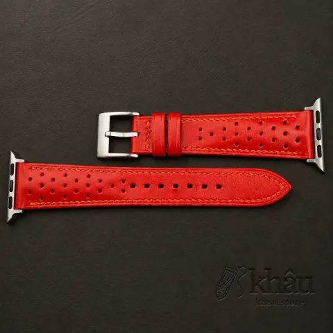 Rally Orange Red Swift Leather Apple Watch Band — additional view