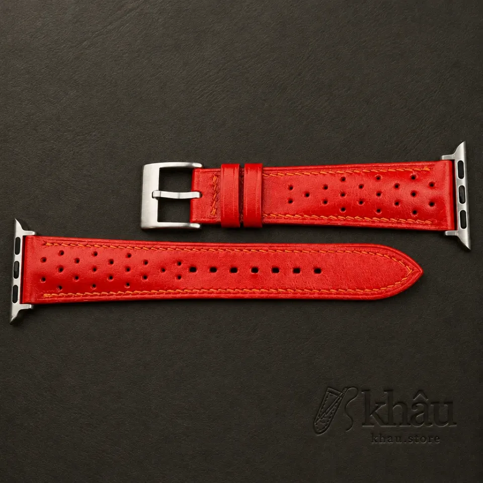 Rally Orange Red Swift Leather Apple Watch Band — additional view