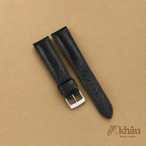 Padded Black Peccary Leather Watch Strap — front view