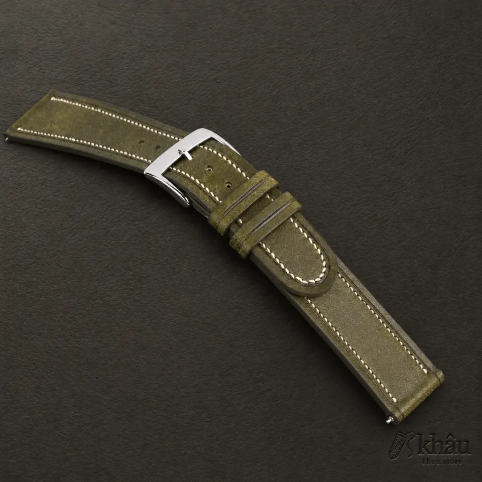 40’s Vintage Dark Olive Pueblo Leather Watch Strap — additional view