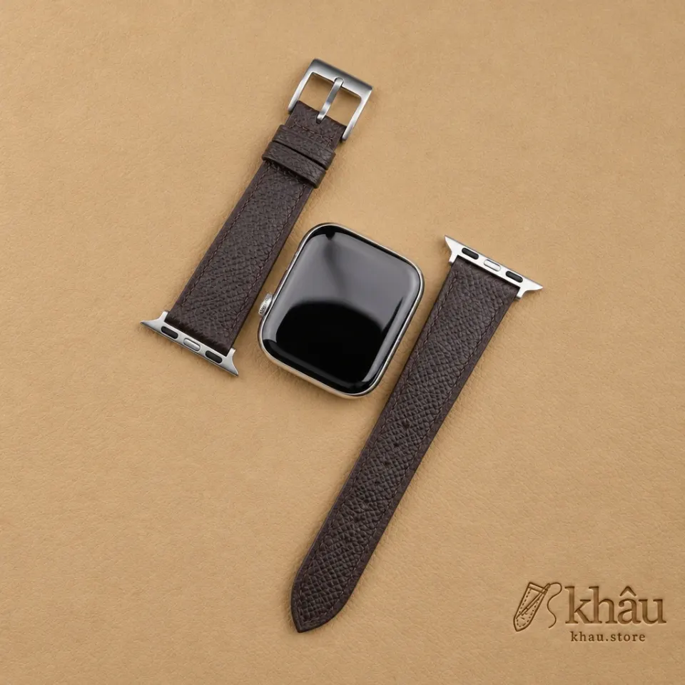 Dark Brown Epsom Calf Leather Apple Watch Band — additional view