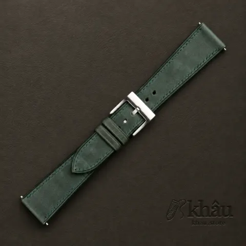 Green Maya Vegetable Tanned Calfskin Leather Watch Strap — additional view