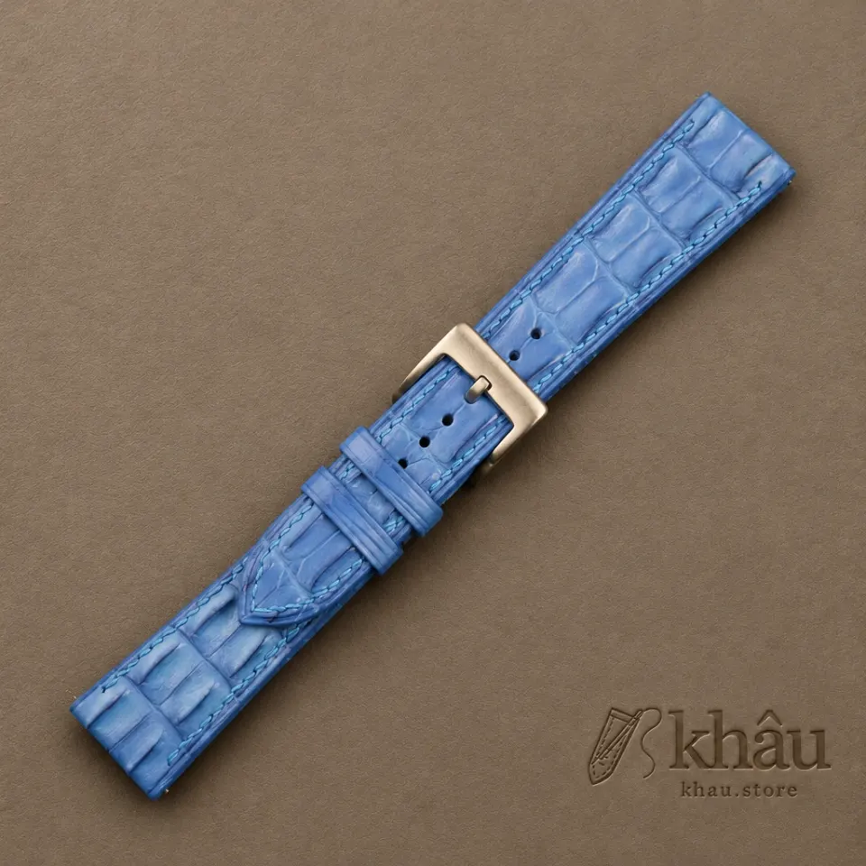 Light Blue Double Hornback Alligator Watch Strap — additional view