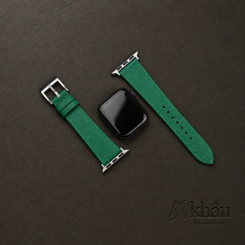 Green Saffiano Leather Apple Watch Band — additional view