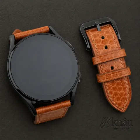 Cognac Snake Sea Leather Samsung Watch Band — front view