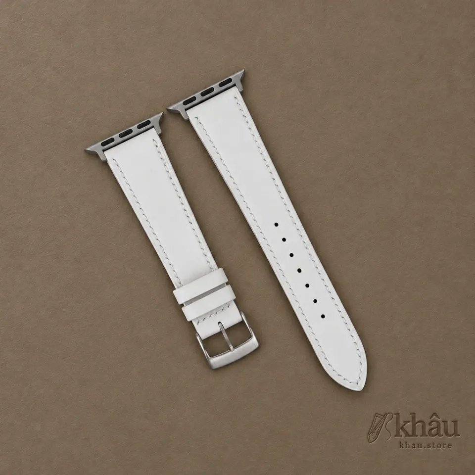 White Swift Leather Apple Watch Band — front view