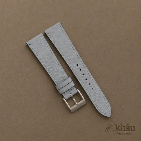 Light Grey Epsom Leather Watch Strap — front view