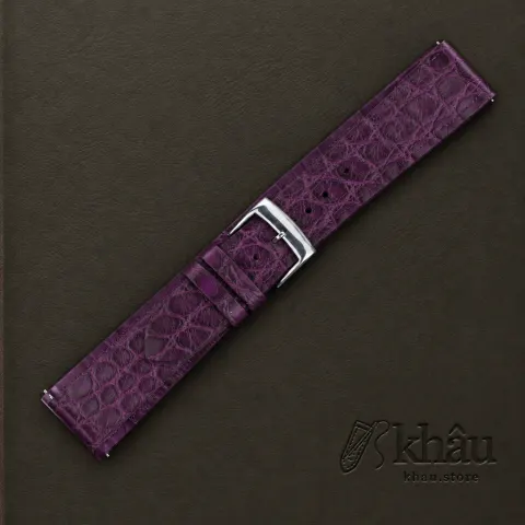 Vintage Purple Alligator Round Scales Leather Watch Strap — additional view