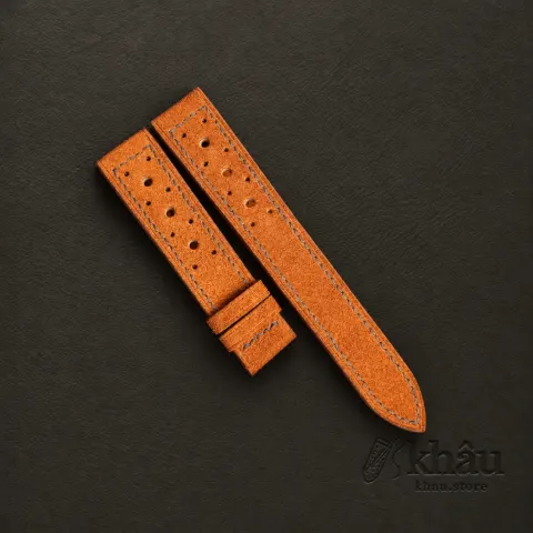 Rally Burnt Orange Suede Leather Watch Strap — front view
