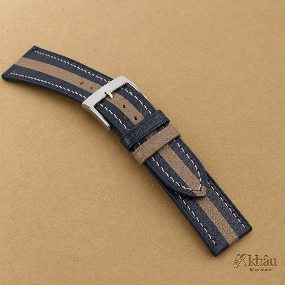 Duocolor Navy Alran Sully Leather Watch Strap — additional view