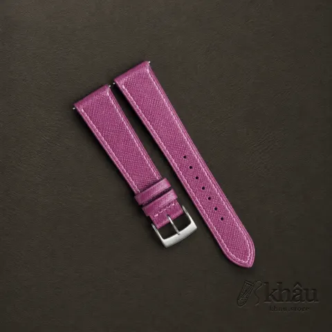 Plum Purple Saffiano Leather Watch Strap — front view
