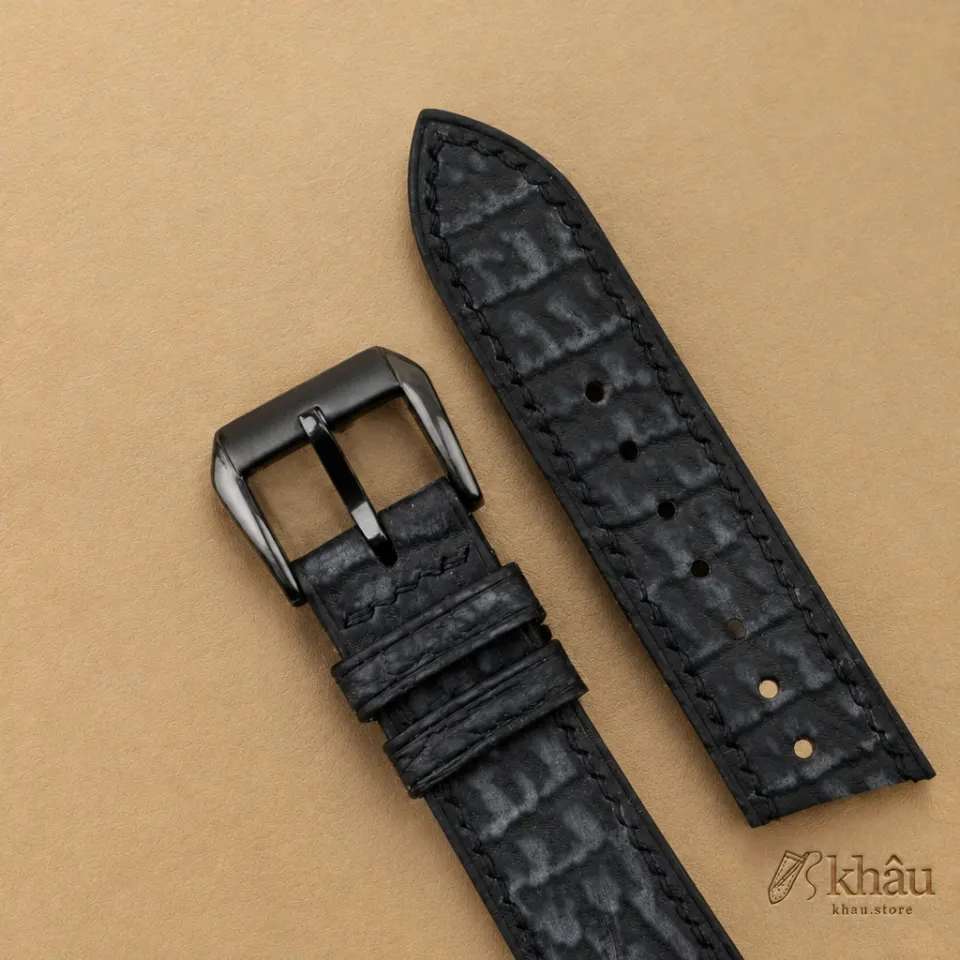 Black Shark Leather Samsung Watch Band — additional view