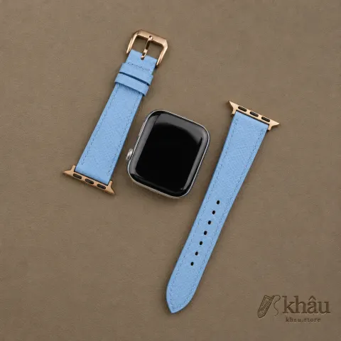 Miami Blue Epsom Calf Leather Apple Watch Band — additional view