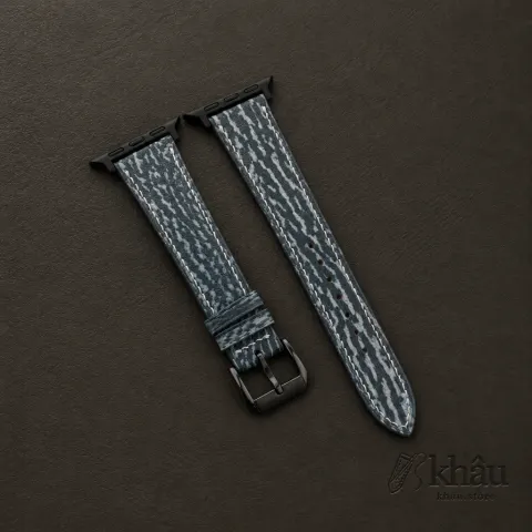 Jean Blue Shark Leather Apple Watch Band — front view