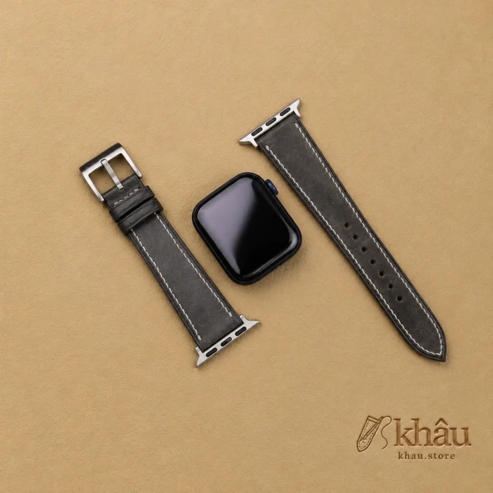 Black Maya Leather Apple Watch Band — additional view