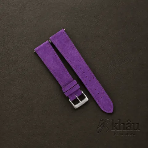 Purple Suede Leather Watch Strap — front view