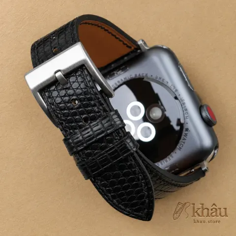 Black Lizard Leather Apple Watch Band — additional view