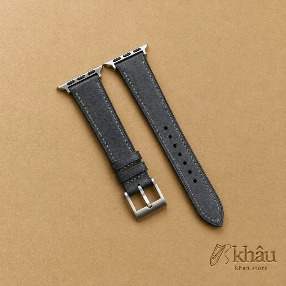 Dark Grey Babele Leather Apple Watch Band — front view
