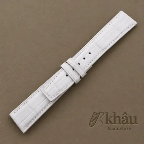 White Alligator Leather Watch Strap (Pilot Tip Shape) — additional view