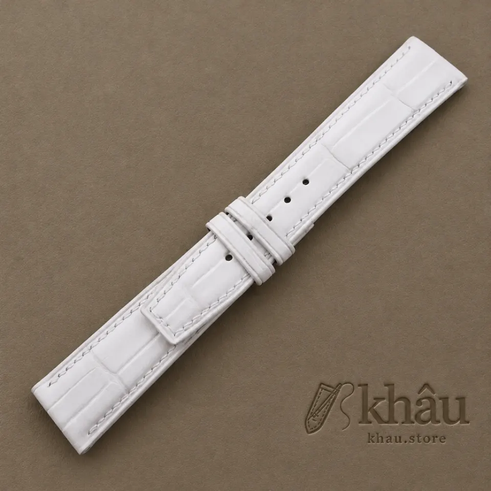 White Alligator Leather Watch Strap (Pilot Tip Shape) — additional view