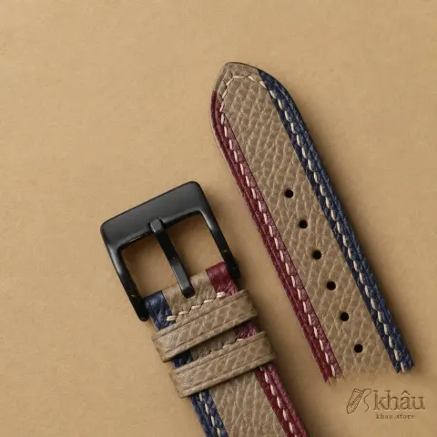 Tricolor Taupe Epsom Leather Samsung Watch Band — additional view