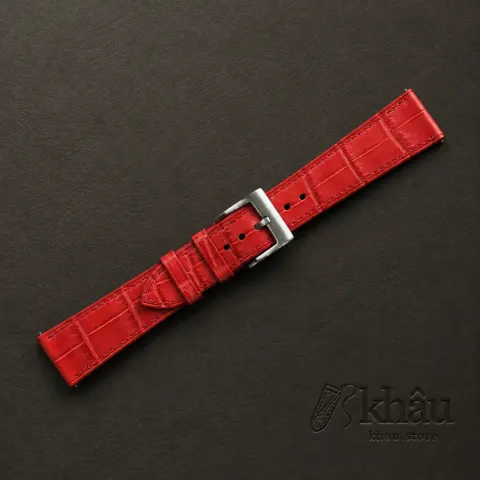 Red Alligator Leather Watch Strap — additional view