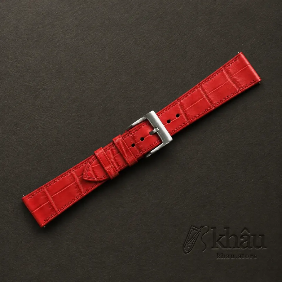 Red Alligator Leather Watch Strap — additional view