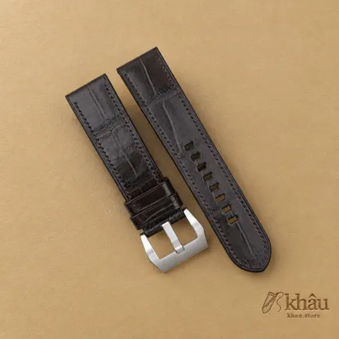 Dark Brown Alligator Leather Strap for PAM Watch — front view