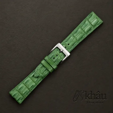 Green Double Hornback Alligator Watch Strap — additional view