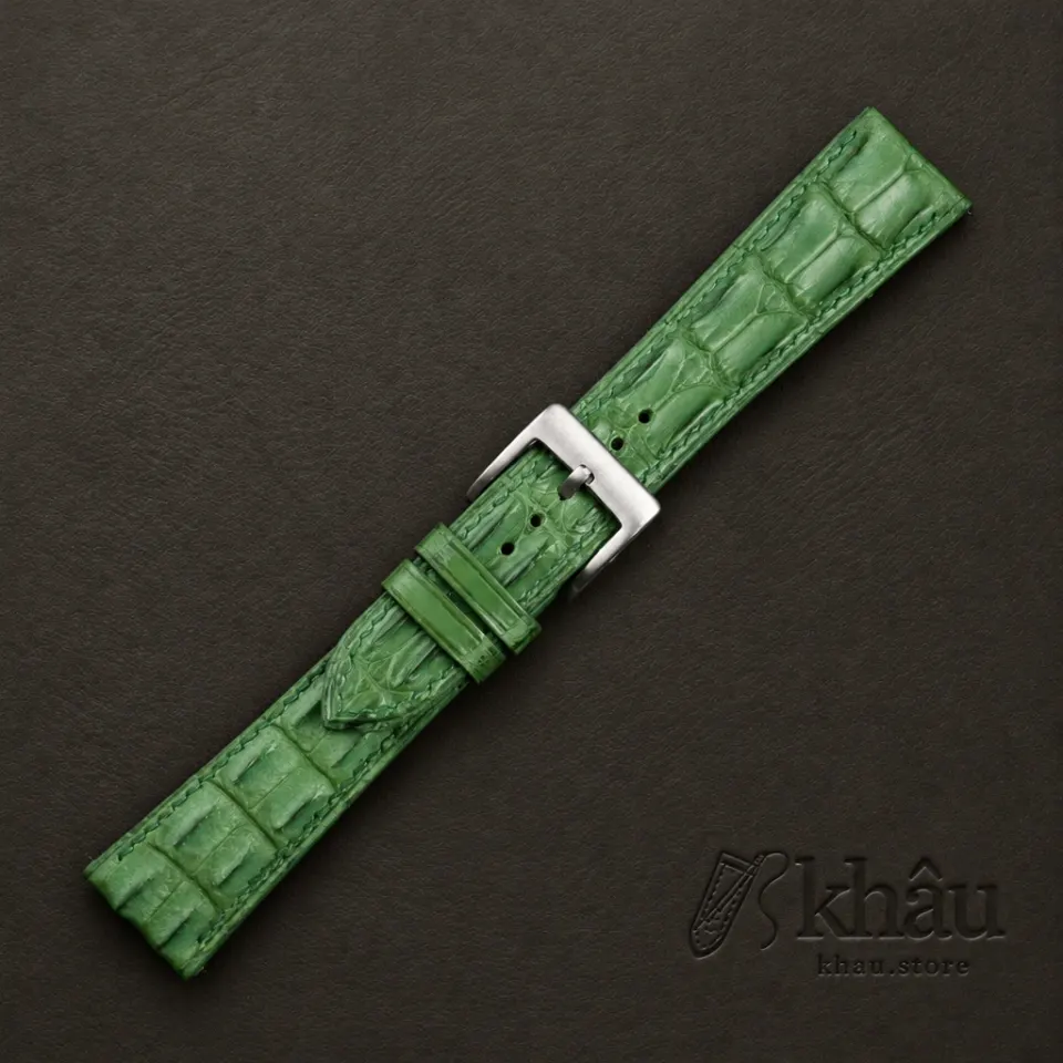 Green Double Hornback Alligator Watch Strap — additional view