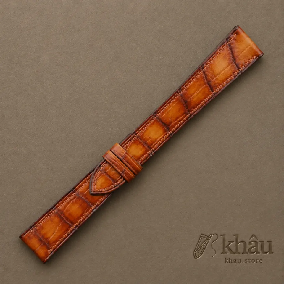 Patina Beige Alligator Leather Watch Strap — additional view