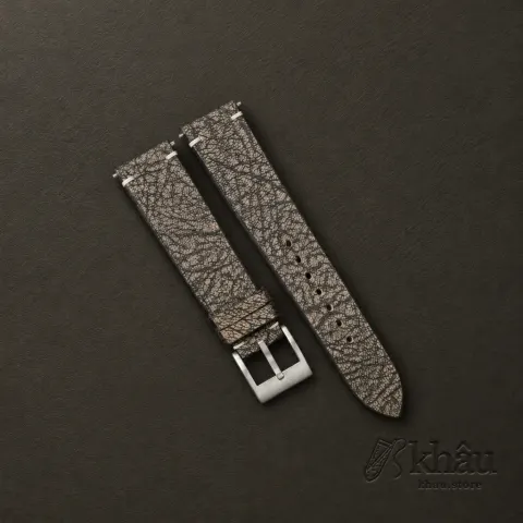 Vintage Brown Alran Fat Nat Chevre Goat Leather Side-Stitch Watch Strap — front view