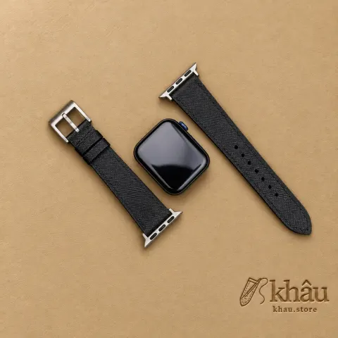 Black Saffiano Leather Apple Watch Band — additional view
