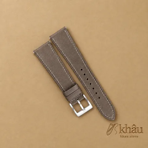 Dark Brown Smooth Calf Leather Watch Strap — front view